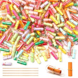 Sixfolo Capsule Messages Pack of 400 Transparent Love Letter Capsules Small Capsules for Labelling Colourful Friendship Capsule Empty with Heart Pattern for Wedding Valentine's Day (Colour Random)