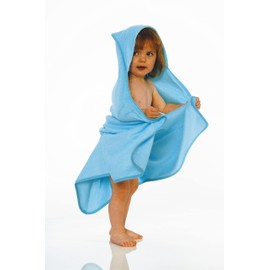 Green Bear Luxurious Bamboo Baby Cuddle Hooded Bath Towel - Naturally Hypoallergenic and Antibacterial - Turquoise Blue - Made in the UK