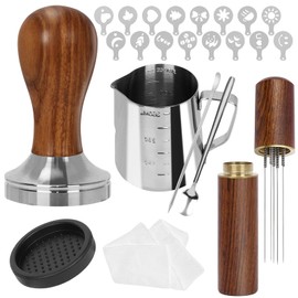Gmnuiy51mm Coffee Tamper Set 23 PCS, Espresso Accessories Kit Barista Kit,316stainlesss Tamper & WDT Tool,316stainlesss Frothing Pitcher, Stirrer, Tamper Mat, Latte Art Pen Coffee puck screen
