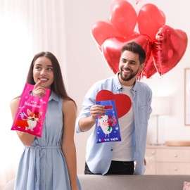 Chivertion Chivertion Valentine's Day Plastic Gift Bags Cute Animal Treat Bags Valentine Party Favor Bags Merchandise Bags Goodie Bags with Handle for Valentine Party Supplies (200 Pcs)