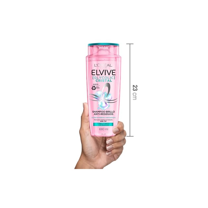 L'Oréal Paris Shampoo Elvive Glycolic Cristal con Glicina Anti Residuos
