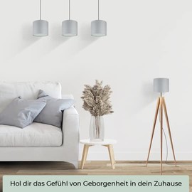 Wogati® Premium Lampshade E14/E27 Cotton Grey Diameter 14 cm Height 12.3 cm for Floor Lamp, Pendant Lamp and Table Lamp