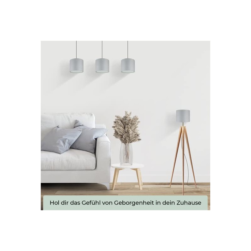 Wogati® Premium Lampshade E14/E27 Cotton Grey Diameter 14 cm Height