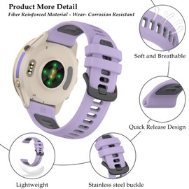 TopPerfekt Watch Band Compatible with Garmin Forerunner 970, Soft Silicone Replacement Straps Wristbands Fit for Garmin Forerunner 965/955 Smartwatch for Women Men 2 Pack (Grey Purple/Purple Black)