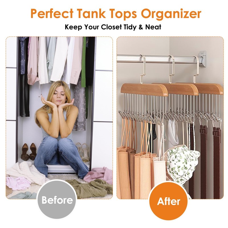 Belt Hanger for Closet,2 Pack Wooden Sturdy 8-Hook Belt Holder