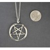 Real Metal Inverted Pentacle Pentagram Satanic Polished Silver Finish Pendant