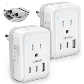 VINTAR Adaptador de corriente tipo J plegable Suiza con 2 salidas de CA, 3 puertos USB (2 USB C), adaptador de enchufe suizo para Estados Unidos a Suiza, Ruanda Liechtenstein
