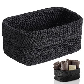 Crochet Basket, Bathroom Basket, Wicker Basket, Stackable Crochet Basket, Basket for Guest Towels, Shelf Baskets, Baskets, Baskets, Braided Storage Box for Small Items, Cosmetics, Ideal as a Bathroom