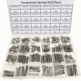 225pcs Compression Spring Assortment Kit, 24 Different Sizes of Stainless Steel Small Spring Kits for Home Machine Tool Repair Projects (225)