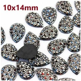 Unbranded 10 pcs Druzy Resin Embellishment Cabochons Gunmetal – 14mm x 10mm – Shimmer