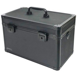 Vaultz Portable Safe Box - 14 L x 9.12 H x 8.5 Inch Large Storage Box with Lock, Mesh Pocket & Adjustable Compartments for Cash, Documents and Valuables - Tactical Black