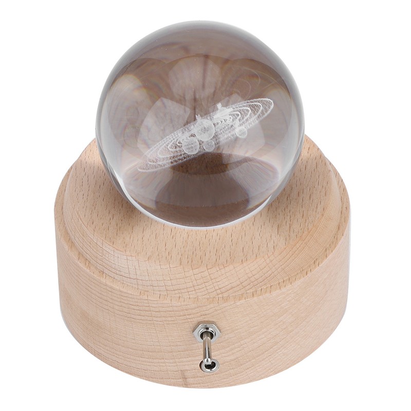 Solar System Pattern Crystal Ball Rotating Music Box USB Charging