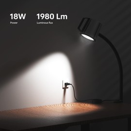 Clamp Light, 18W Machine Light, 1800 Lumens Flexible Lathe Work Light for CNC Milling Machine Drill Press Lighting (clamp Base)