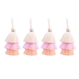 KONMAY 4 borlas de joyería de tres capas con lazo para colgar para hacer joyas, ropa, manualidades