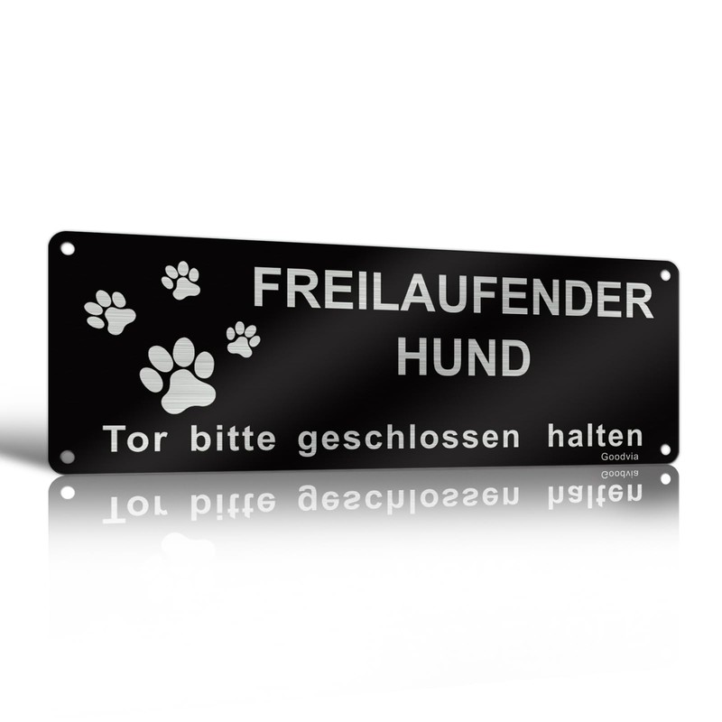 Goodvia Vorsicht Freilaufender Hund Sign, Gate Bitte Geschlossen halten, 25