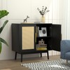 JOZZBY Rattan Sideboard Buffet Cabinet, Black Cabinet with Rattan Doors