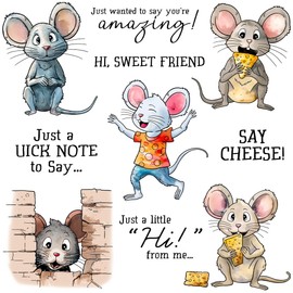 LZBRDY Mouse Playing Clear Stamps and Dies Set for DIY Scrapbook Card Making