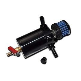 Universal Baffled Oil Catch Can Tank with Breather Filter 200ml 3/8" NPT 10mm 15 fittings 3port - 2 inlets 1 outlet Black