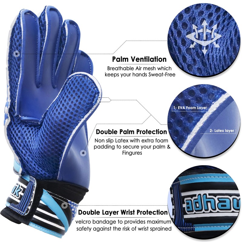 Adhawk Goalkeeper Gloves for Kids & Adult, Football Training Goalie