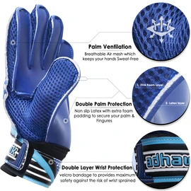 Adhawk Goalkeeper Gloves for Kids & Adult, Football Training Goalie Gloves, Non-Slip Palm Material with Extra Foam Padding, Double Layer Wrist Protection