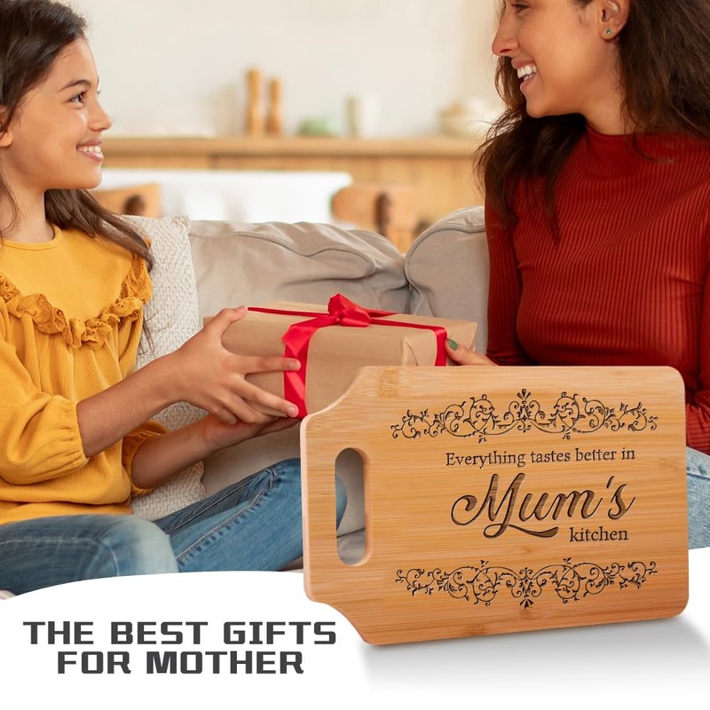 AUAUY Muttertagsgeschenke für Mum - Graviertes Bambus Schneidebrett, Beste Mum