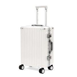 UrbanExplorer 20inch Carry On Luggage 22x14x9 Airline Approved, Zipperless Luggage Carry On TSA Approved ABS+PC Hard Shell Suitcases, Lightweight Carry On Suitcases with Aluminum Frame, White