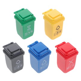 Zerodeko 5 PCS 1/12 Miniature Trash Can, Simualtion Mini Garbage Can Rubbish Bin for Dollhouse Decor DIY Scene Pretend Play Furniture Model
