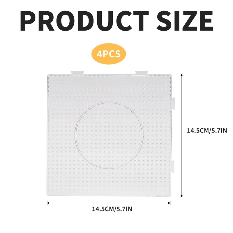 4PCS Hama Beads Pegboard - Plastic Fuse Beads Pegboards, 5mm