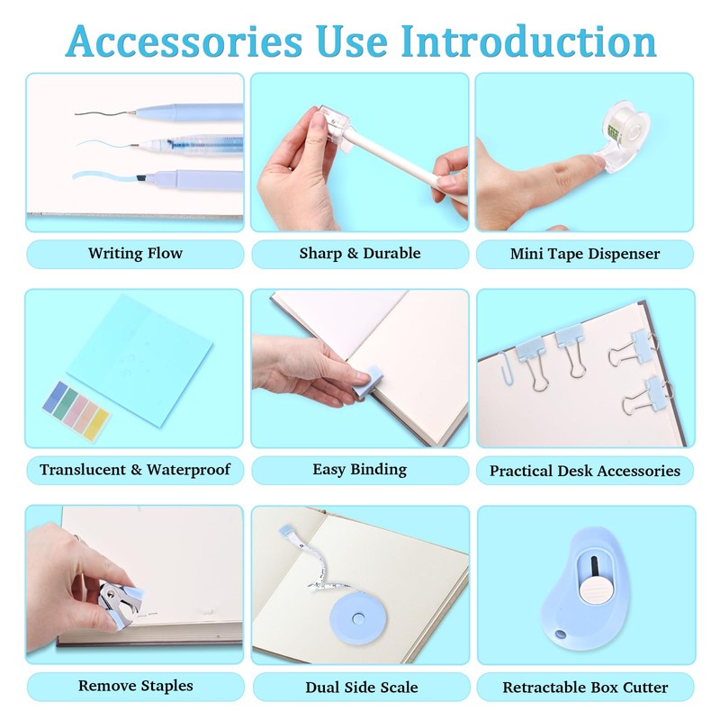 Mini Office Supply Kit, Blue Stapler with Staples and Tape