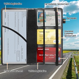 Car Registration and Insurance Holder,Leather Vehicle Glove Box Organizer Wallet for Document,Perfect for any Car,Truck,Motorcycle,Driver License,Trailer or Boat,Men & Women,Wooden Christian Cross