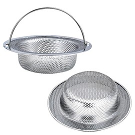 Kitchen Sink Strainer, 2-Pack Sink Strainer Basket with Handle, 4.5" Diameter, Stainless Steel, Rust Free and Dishwasher Safe