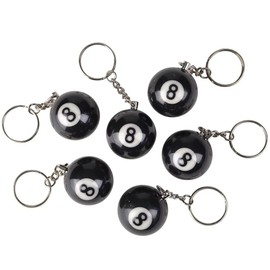 Chochkees Eight Ball Key Chain, Pool Player Lucky 8 Ball Charm Billiards with Keyring, Accessories for Boys and Girls 1.25" Inches (32mm) (Pack of 4)