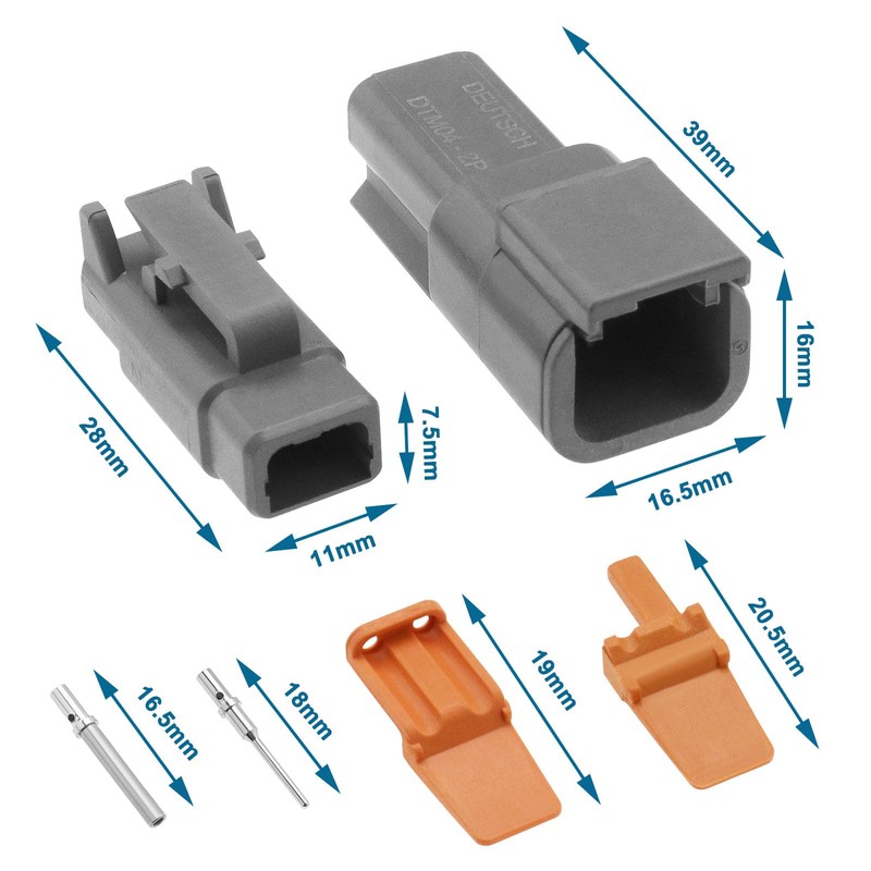 ECSiNG 2 Sets DTM Series 2 Pin Way Connector Kit