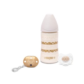 Suavinex Set De Biberon, Chupon Y Broche Couture, Blanco, Paquete De 1 Count