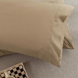Microfiber Standard Bed Pillowcases 2 Pack, Super Soft Bed Pillow Covers Envelope Closure, Wrinkle, Fade and Stain Resistant, 20x26, Dark Beige