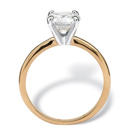 PalmBeach Yellow Gold-plated Platinum-Plated or Silvertone Round Cubic Zirconia Solitaire Engagement Ring Sizes 5-10 Size 5