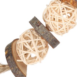 Chew Sticks Toy for Bird Parrot, Pack of 5 Finch Budgie Parakeets Conures Love Birds Premium Natural Apple Wood & Rattan Ball Molar Sticks Tearing Toys