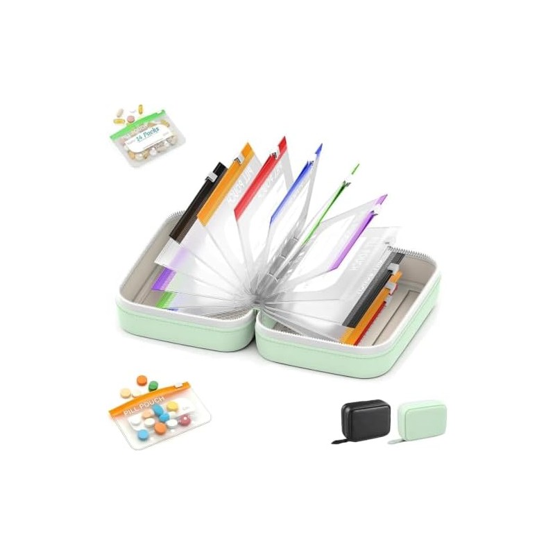 Travel Pill Organizer Case for Bags, Weekly Routines, and Compact