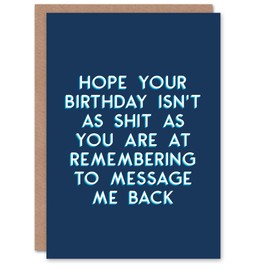 Artery8 Birthday Card Sh*t at Messaging Back For Him Man Male Dad Brother Friend Son Papa Grandad Greeting Card Fun Funny Humour Joke