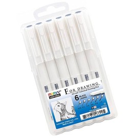Marvy Uchida Technical Drawing Pens Fineliner Pen Set of 6 Black