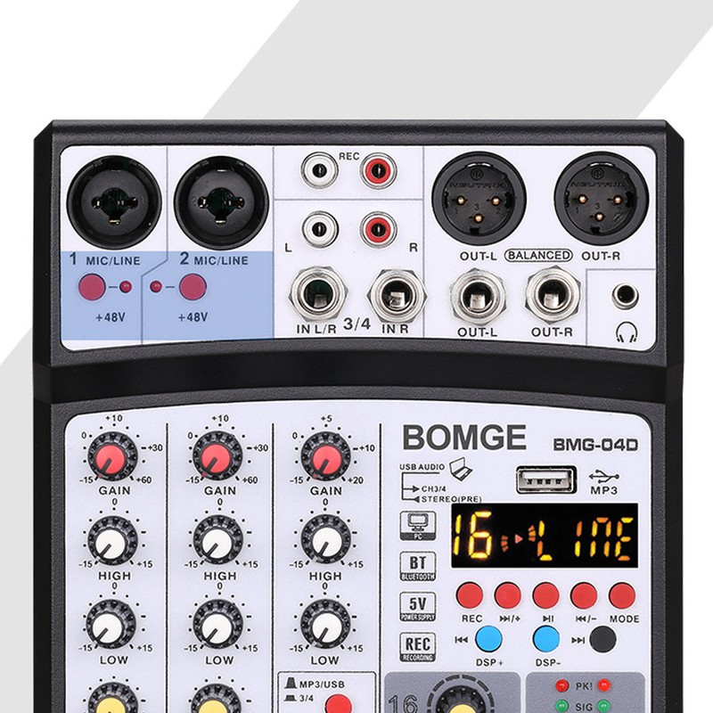 Portable 4 Channels BT Audio Sound Mixer Multifunctional Mixing DJ