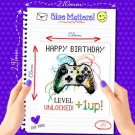 Cult Kitty Next Level - Gaming, Gamer Birthday Card for Men - Thick, Premium Birthday Card for Women, Great Gaming or Gamer Card with Colourful Envelope