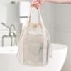 Hanging Bathroom Shower Tote Bag with Drawstring and Side Pockets,