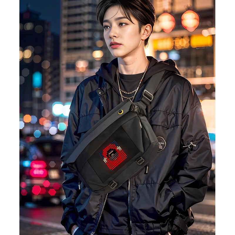 LED Pixel Art Waterproof Shoulder Bag, Ideal for Daily Use