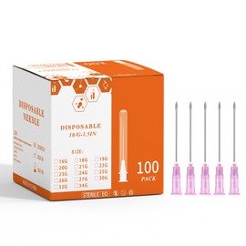 Disposable Luer Lock Needle 100Pack (18G/1.5IN)