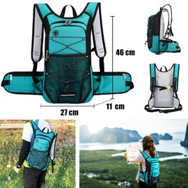 Fahrradrucksack 13L mit Trinkblase 2L MTB Rucksack Wasserdichter Laufrucksack Trinkrucksack für Damen Herren Sportrucksack Hydration Reiserucksack für MTB Mountainbike Ski Outdoor Sport (Grün)