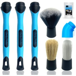 Sudz Budz Auto Detailing Pinsel Set von 3 | Gemischte ultraweiche Borsten, wechselbare Bürstenköpfe, Ellenbogenadapter | Keine Kratzer Reinigung für Innenraum, Außen, Armaturenbrett, Motorraum,