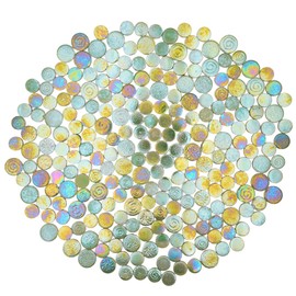 Yuvori 1lb Iridescent Round Ceramic Mosaic Tile DIY for Bathroom, Kitchen, Living Room and Garden (Green)