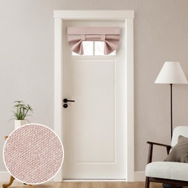 HOMEIDEAS 100% Linen Blackout French Door Curtains, Privacy Small Door Window Curtains, 26 X 20 Inch Shades for Front Window, Thermal Insulated Covering, 1 Panel, Blush Pink