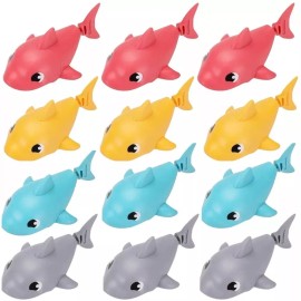 Sperric 12pc Floating Shark Bath Toys for Toddlers, Colorful Swimming Sharks